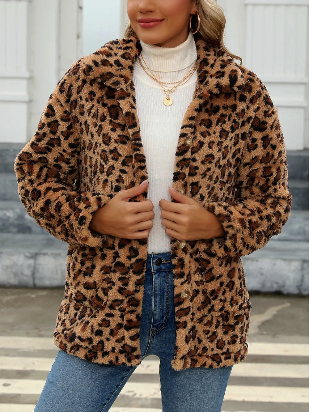 Drop-Shoulder Fuzzy Jacket, view 23
