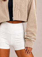 Cropped Corduroy Zip Jacket