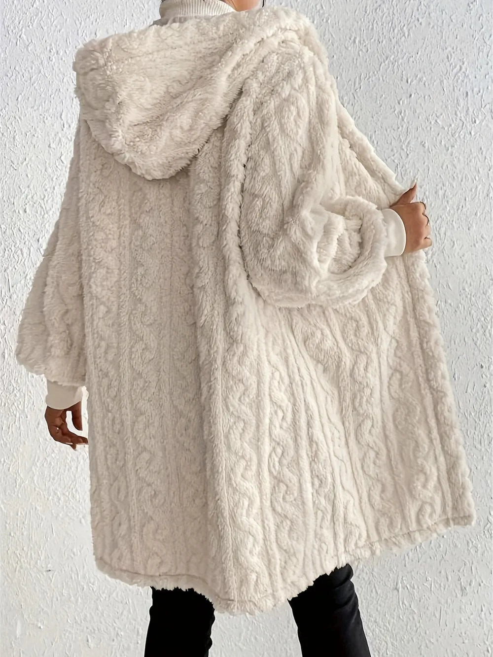 Open-Front Hooded Fuzzy Jacket, view 2