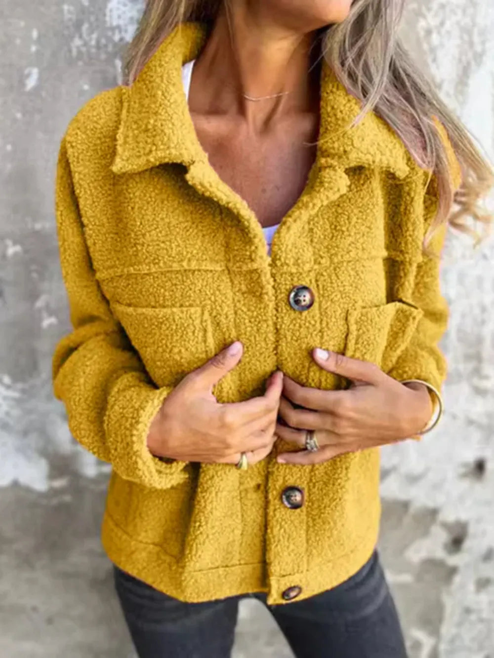 Full-Size Fuzzy Button Jacket, view 11
