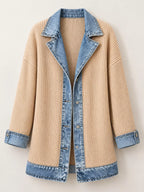 Contrast-Trim Ribbed Knit Cardigan, product view 35