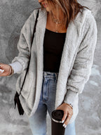 Hooded Textured Jacket with Pockets