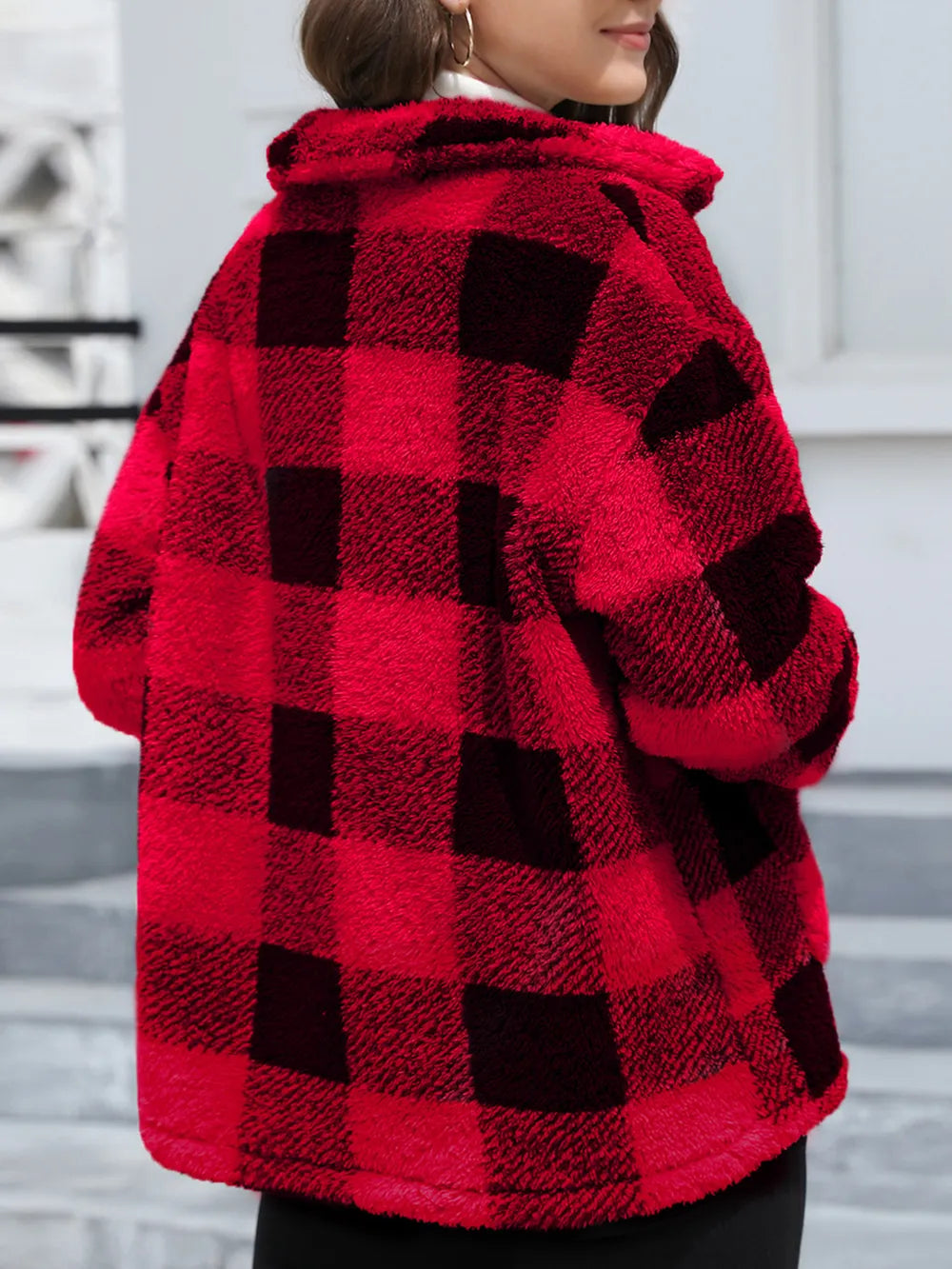 Drop-Shoulder Fuzzy Jacket, view 2