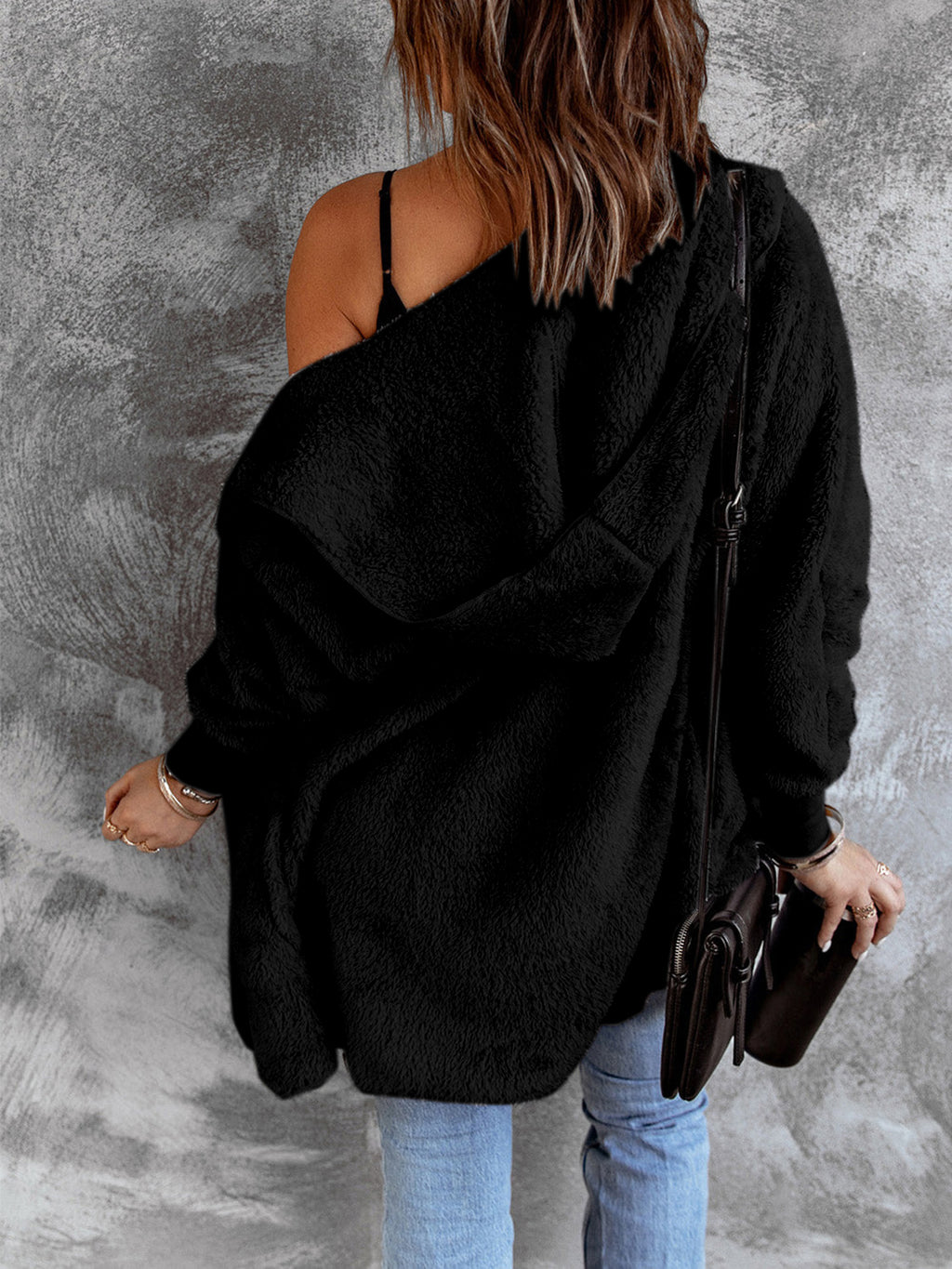 Hooded Textured Jacket with Pockets