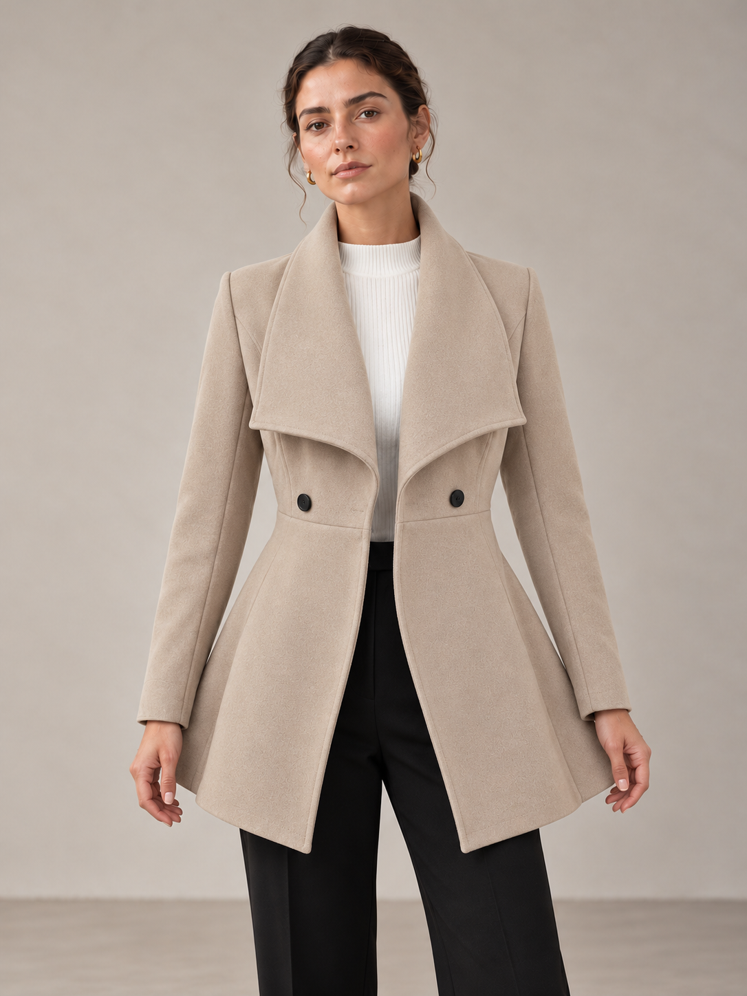 Double-Breasted Tailored Coat - styled studio view